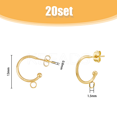 20Pcs 304 Stainless Steel Stud Earrings FIND-HY0001-62-1