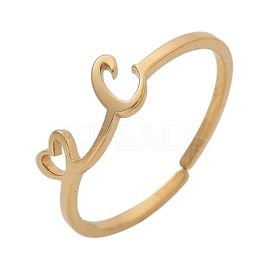304 Stainless Steel Cuff Rings for Women RJEW-D285-01G-C-1