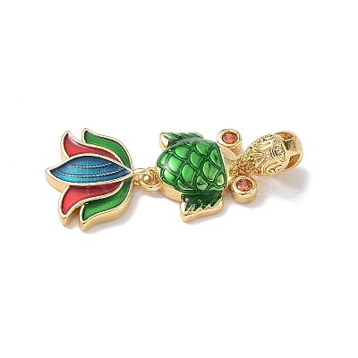 Brass Enamel Pendants KK-Z124-02G-02-1