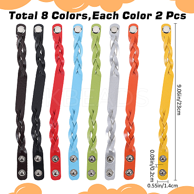 16Pcs 8 Colors Imitation Leather Cord Bracelets Set with Snap Clasps BJEW-GF0001-19-1