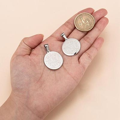 Tarnish Resistant Religion 304 Stainless Steel Flat Round STAS-L123-32-1