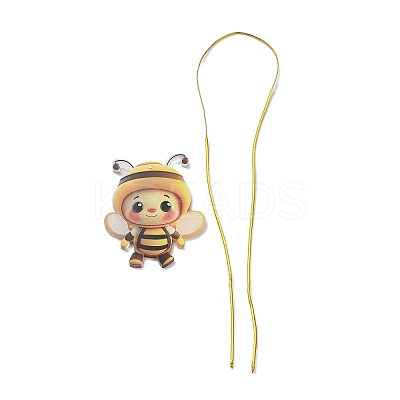 Cute Bees Acrylic Pendant Decoration HJEW-G026-01B-1