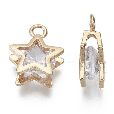 Brass Micro Cubic Zirconia Charms KK-N235-034A-1