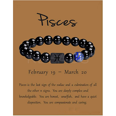 12 Constellation Natural Round Lapis Lazuli Beads Stretch Bracelets WGD22B0-19-1