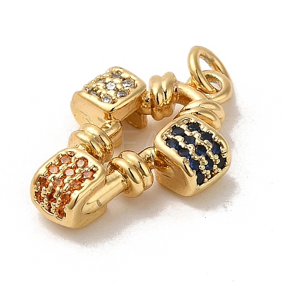 Rack Plating Brass Micro Pave Cubic Zirconia Pendants KK-K377-43G-1