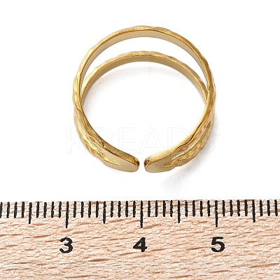 Ion Plating(IP) 304 Stainless Steel Double Line Open Cuff Ring for Women RJEW-S405-200G-1