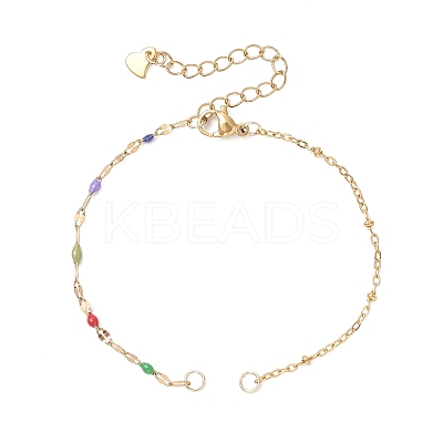 304 Stainless Steel Enamel Dapped Chain and Satellite Chain Bracelet Making AJEW-JB01562-1