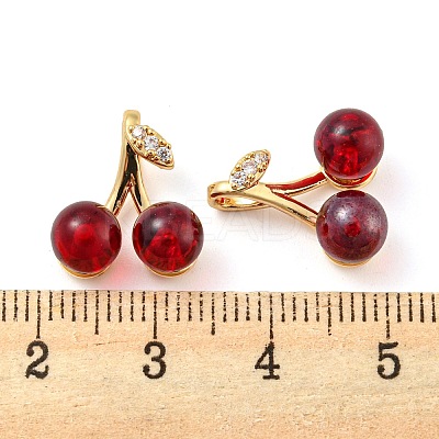 Brass Micro Pave Clear Cubic Zirconia Pendants KK-G486-13G-1