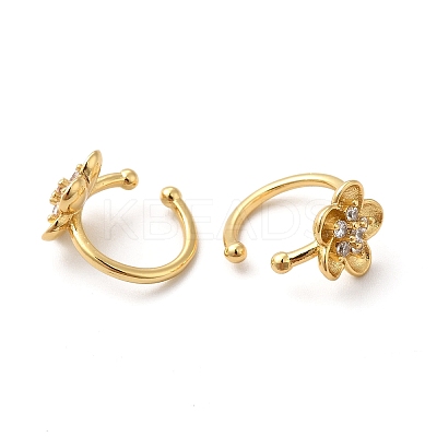Rack Plating Brass Micro Pave Cubic Zirconia Cuff Earrings EJEW-P226-09G-1