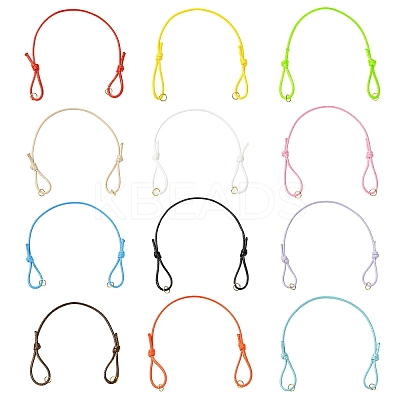 60Pcs 12 Colors Adjustable Waxed Polyester Cord Bracelet Making AJEW-CJ00011-1