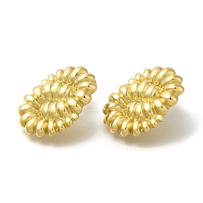 Ion Plating(IP) 304 Stainless Steel Textured Oval Stud Earrings for Women EJEW-S227-55G-1