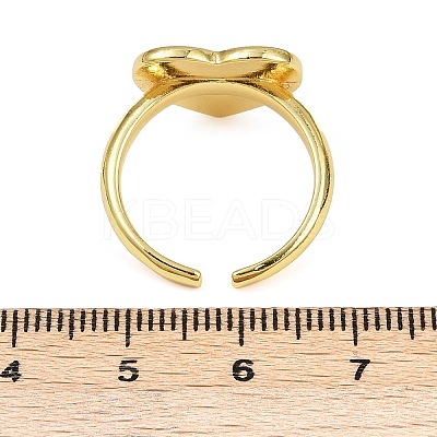 Pink Color Enamel Heart with Eye Open Cuff Ring RJEW-F135-08G-1