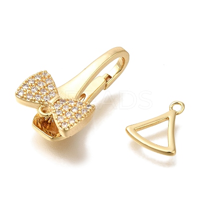 Brass Micro Pave Clear Cubic Zirconia Fold Over Clasps KK-K389-128G-1