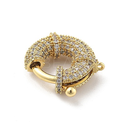 Brass Micro Pave Clear Cubic Zirconia Spring Ring Clasps KK-L228-42G-1