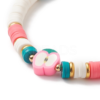 4Pcs 4 Style Handmade Polymer Clay Heishi Stretch Bracelets Set BJEW-TA00237-1