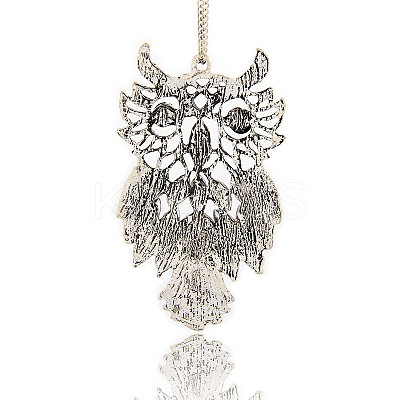 Antique Silver Tone Alloy Acrylic Rhinestone Bird Pendants RB-J254-01AS-1