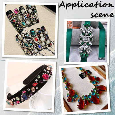 60Pcs 6 Styles Zinc Alloy Rhinestone Sew on Rhinestones FIND-CY0001-07-1