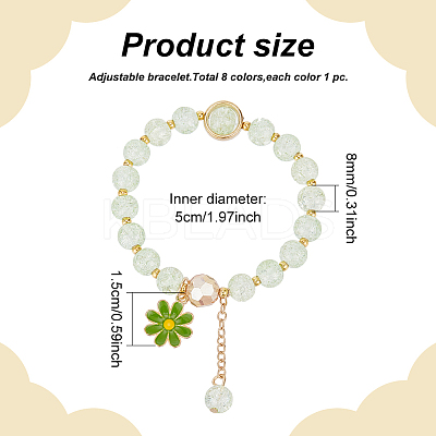 8Pcs 8 Colors Glass Round Beaded Stretch Bracelets Set BJEW-AN0001-75-1