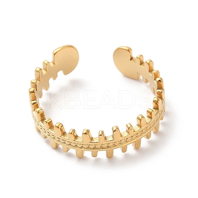 Ion Plating(IP) 304 Stainless Steel Zipper Shape Open Cuff Ring for Women RJEW-K245-36G-1