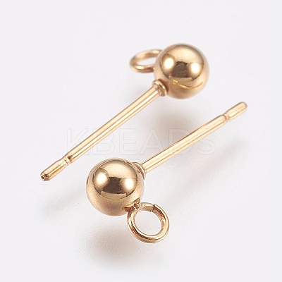 Ion Plating(IP) 304 Stainless Steel Ball Stud Earring Post X-STAS-H410-10G-1