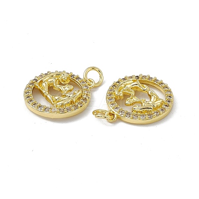 Real 18K Gold Plated Brass Micro Pave Clear Cubic Zirconia Pendants KK-E068-VB409-3-1