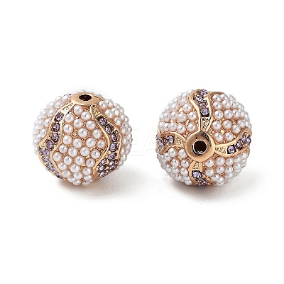 Golden Plated Alloy Rhinestone Beads FIND-E046-13G-02-1