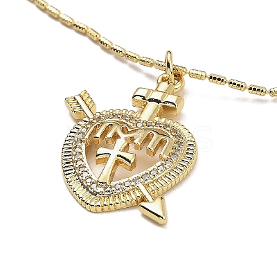 Golden Plated Brass Micro Pave Clear Cubic Zirconia Pendant Necklaces LS-NJEW-L178-01G-04-1