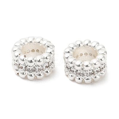 Rack Plating Brass Cubic Zirconia European Beads KK-R147-05S-1