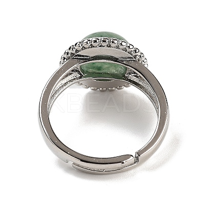 Natural Green Aventurine Round Adjustable Rings RJEW-K271-02P-05-1