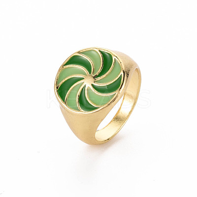 Rack Plating Light Gold Alloy Enamel Wide Band Rings RJEW-Q163-003-RS-1