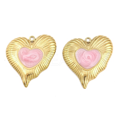 304 Stainless Steel with Enamel Pendants STAS-Z166-17G-01-1