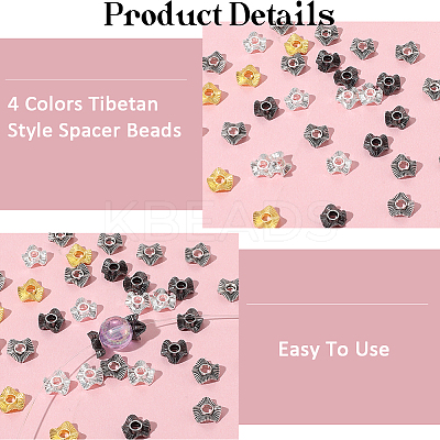 120Pcs 4 Colors Tibetan Style Alloy Beads FIND-SC0017-92A-1