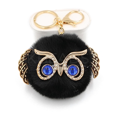 Cute Pompom Soft Owl Pendant Keychain KEYC-PW0008-007G-09-1