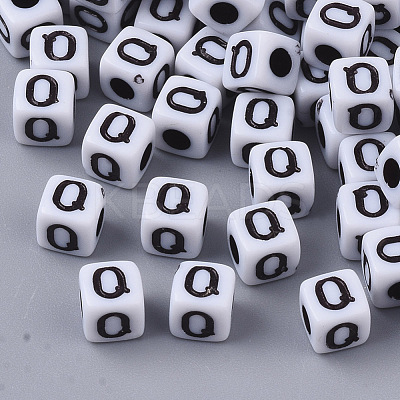 White Opaque Acrylic Beads X-MACR-R869-02Q-1