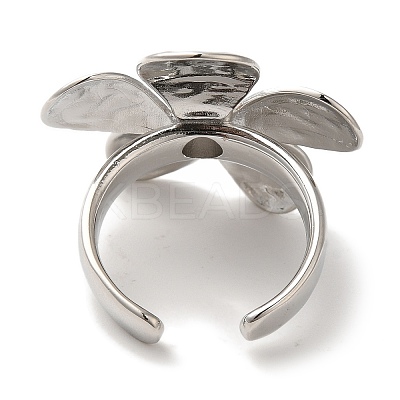 Flower Rack Plating Brass Cuff Rings for Women RJEW-G323-06P-1