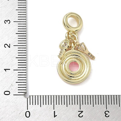 Brass Micro Pave Clear Cubic Zirconia European Dangle Charms KK-K368-27G-1