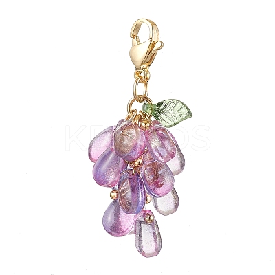 Teardrop Glass & Acrylic Pendant Decoration HJEW-TA00270-1