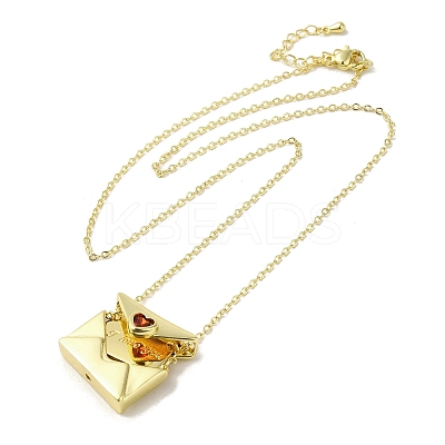 Brass Micro Pave Cubic Zirconia Pendant Necklace NJEW-B082-02G-01-1