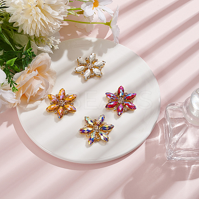 4Pcs 4 Colors Alloy Rhinestone Cabochons FIND-MA0001-09-1