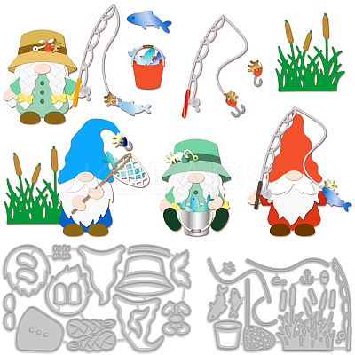 Fishing Theme Carbon Steel Cutting Dies Stencils DIY-WH0309-1369-1