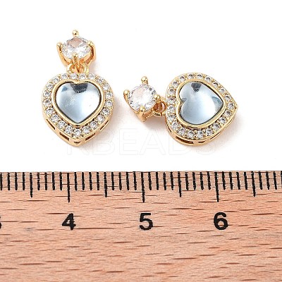Brass Clear Cubic Zirconia Pendants KK-B102-05G-03-1
