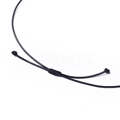 Adjustable Natural Quartz Crystal Double Horn Pendant Necklace with Wax Cord for Women NJEW-B086-01C-1