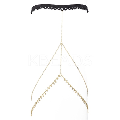Brass Double Layer Star Tassel Thigh Leg Chains AJEW-AN00639-1