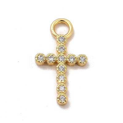 Rack Plating Brass Micro Pave Cubic Zirconia Pendants KK-P230-25G-01-1