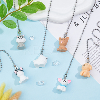 6Pcs 6 Styles Resin Dog Charms Ceiling Fan Pull Chain Extenders HJEW-DC00017-1