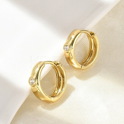 Flat Round Brass Micro Pave Clear Cubic Zirconia Hoop Earrings LS-EJEW-D311-100G-1