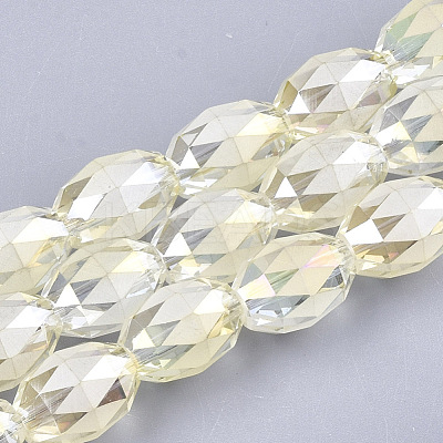 Electroplated Glass Beads Strands X-EGLA-T015-02B-07-1