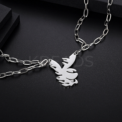Fashionable Hip-hop 304 Stainless Steel Thorn Rabbit Pendant Necklaces for Women's Daily Wear QJ4694-1