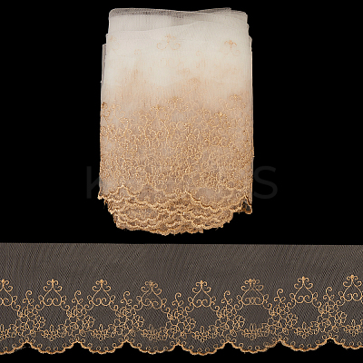10 Yards Polyester Flower Embroidery  Lace Ribbon OCOR-GF0004-86-1