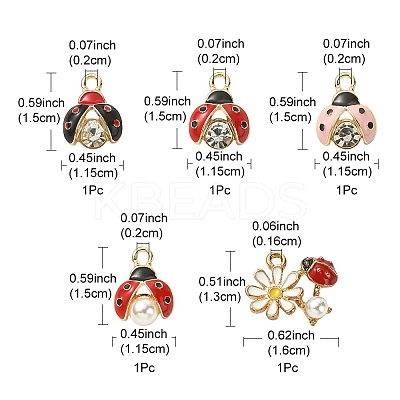 5Pcs 5 Styles Alloy Rhinestones Pendants ENAM-YW0003-37-1